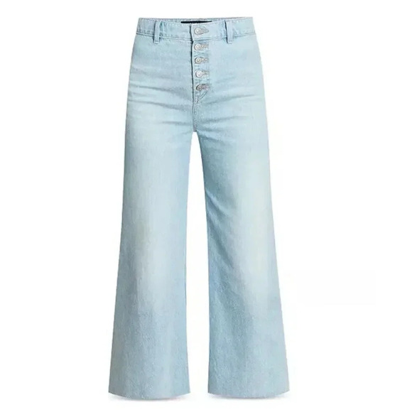 VERONICA BEARD Grant Wide-Leg Raw Hem Aire Cropped Jeans Button Fly Flare 29 - Picture 1 of 13